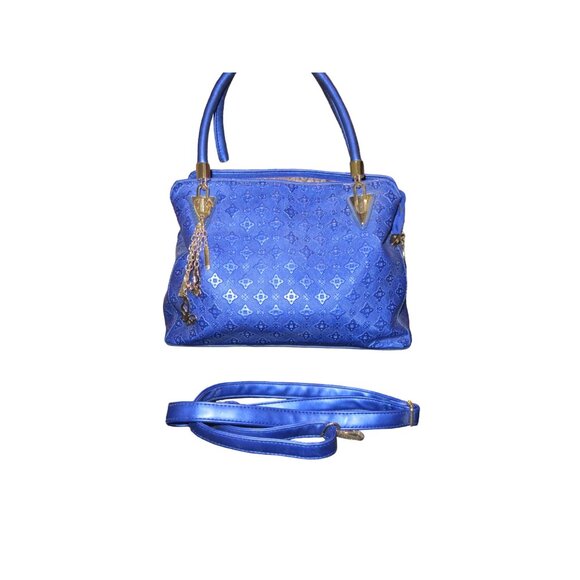 BOGO FORTEXO Cobalt Blue PU Diamond Pattern leather 3 bag crossbody set New - Picture 4 of 16